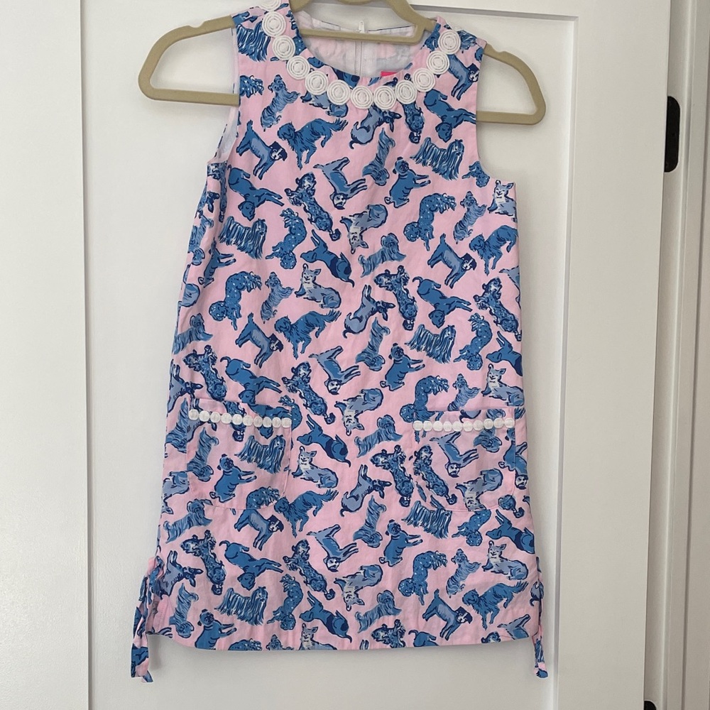 Lilly Pulitzer Vibrant Pink and Blue Doggie Shift Dress